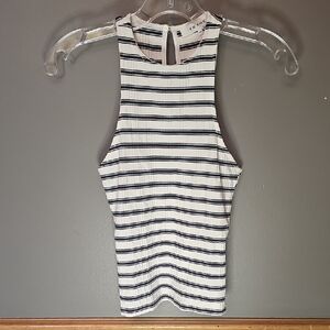 Frame Denim Black and White Striped Top